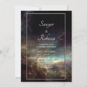 Invitation Mariage dramatique sous une nuit étoilée avec nébu