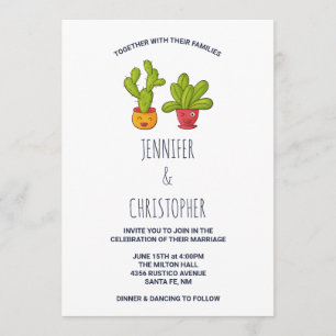Invitation Mariage drôle de couple de cactus rigolo