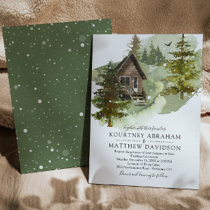 Invitation Mariage du Cabine de bois rustique d'hiver