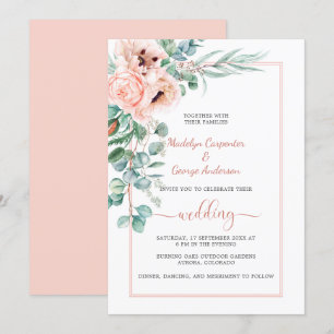 Invitation Mariage du cadre de pavois et de pivoines en ivoir