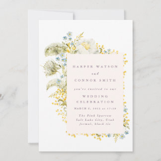 Invitation Mariage du cadre Fleur sauvage d'aquarelle de prin