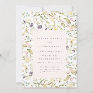 Invitation Mariage du cadre Fleur sauvage d'aquarelle de prin
