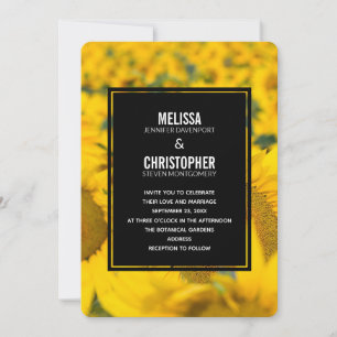 Invitation Mariage du champ de tournesol jaune
