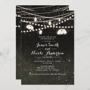 Invitation Mariage du ciel noir rustique mason Jar