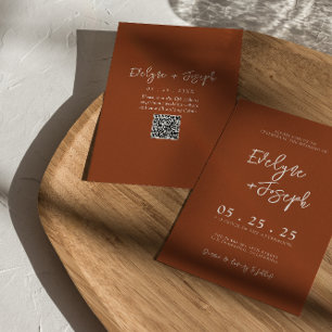 Invitation Mariage du code QR de Burange Orange Terracotta Bo