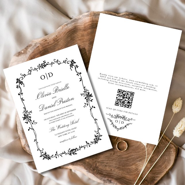 Invitation Mariage du code QR de la Toile de France victorien (Créateur téléchargé)