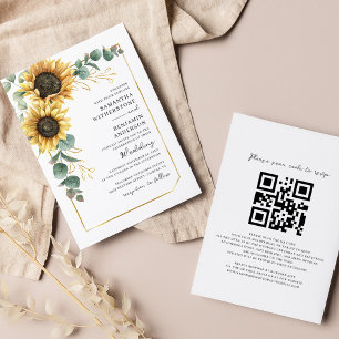 Invitation Mariage du code QR de l'Eucalyptus du tournesol fl