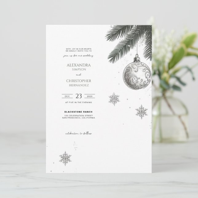 Invitation Mariage du code QR de Noël (Debout devant)
