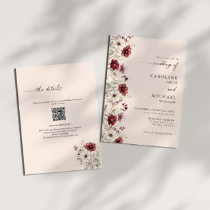 Invitation Mariage du code QR Fleur sauvage de Bourgogne