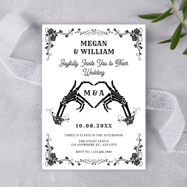 Invitation Mariage du coeur du crâne gothique (Créateur téléchargé)
