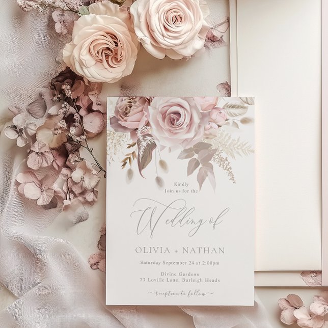 Invitation Mariage du concepteur de tendance Boho Blush & Dus (Créateur téléchargé)