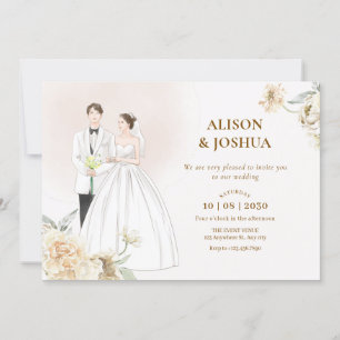 Invitation Mariage du couple esthétique blanc