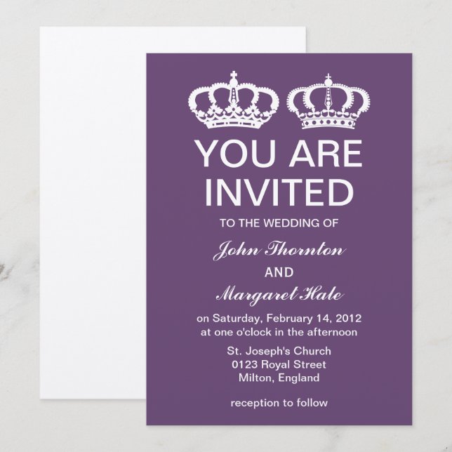 Invitation Mariage du couple royal de l'Améthyste (Devant / Derrière)