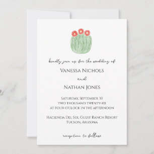 Invitation Mariage du désert de fleur rouge