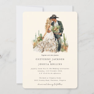 Invitation Mariage du désert du Boho Couple occidental modern