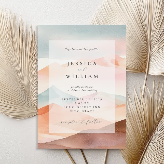 Invitation Mariage du désert Pastel Boho (Créateur téléchargé)