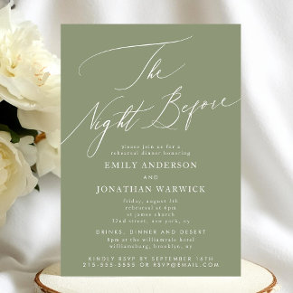Invitation Mariage du dîner de répétition Sage Green