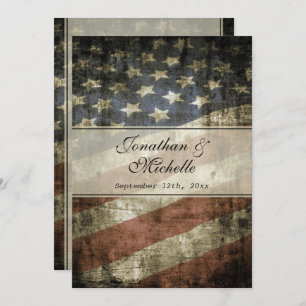 Invitation Mariage du drapeau américain patriotique vintage