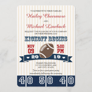 Invitation MARIAGE du FOOTBALL rouge de marine