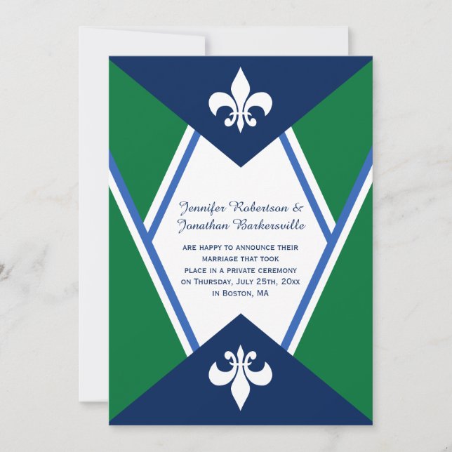 Invitation Mariage du Green Post de Blue Kelly de la marine m (Devant)
