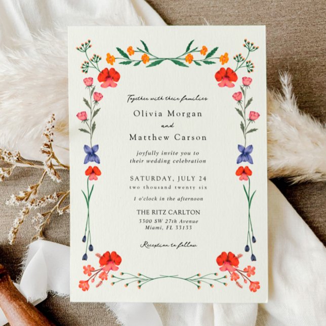 Invitation Mariage du jardin botanique fleur sauvage (Créateur téléchargé)