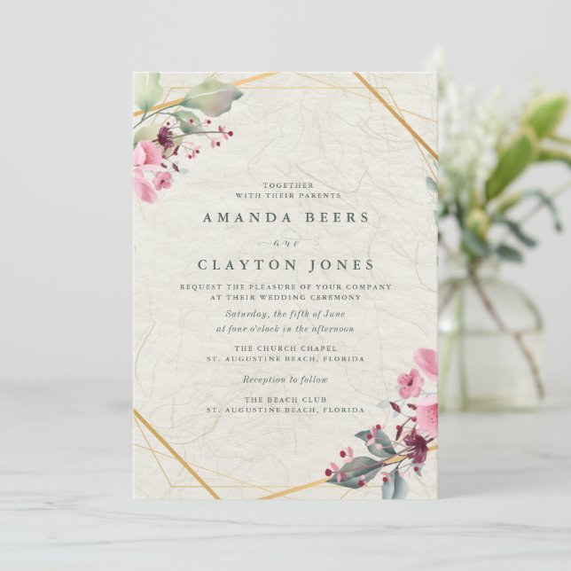 Invitation Mariage du jardin botanique fleuri (Debout devant)