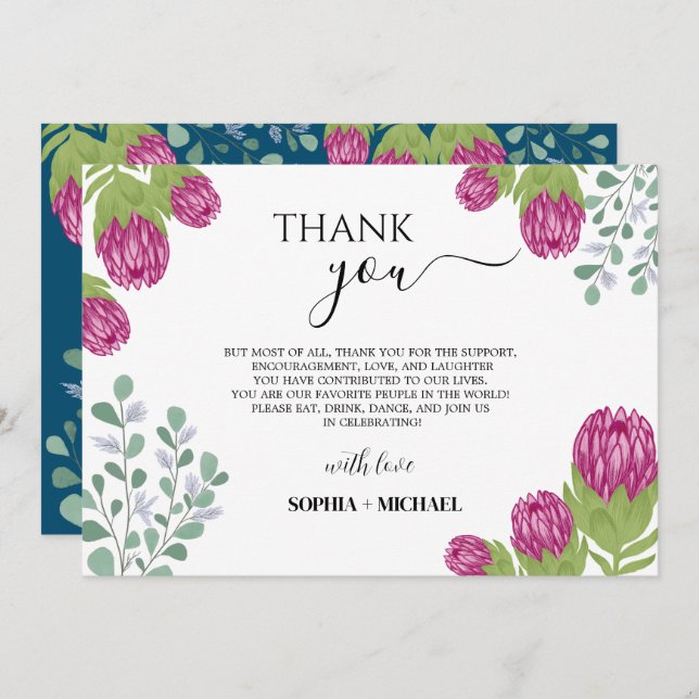 Invitation Mariage du jardin de fleurs de Protea (Devant / Derrière)