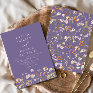Invitation Mariage du jardin Fleur sauvage de Boho violet