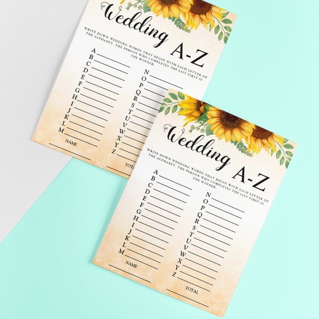 Invitation mariage du Jeu nuptial de tournesol A-Z (Créateur téléchargé)