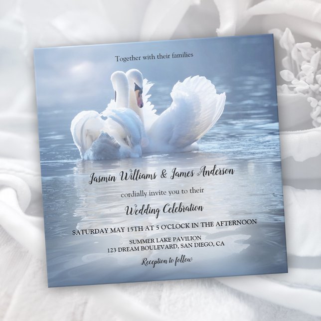 Invitation Mariage du lac Blue Swans (Créateur téléchargé)