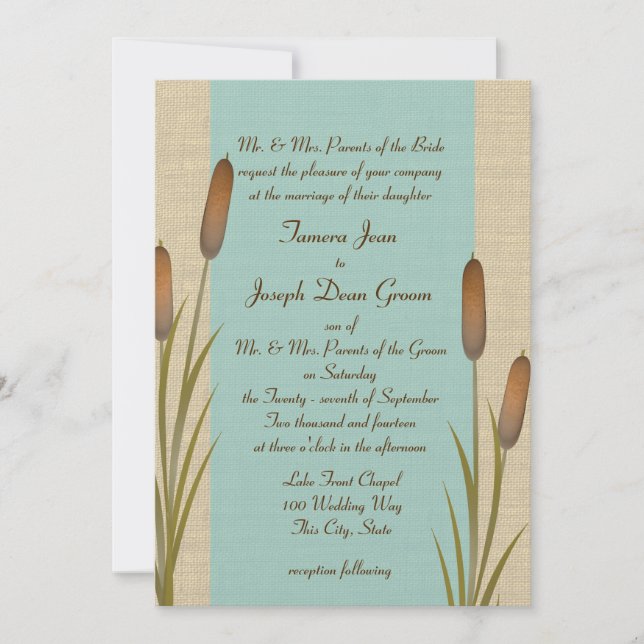 Invitation Mariage du lac Cattails (Devant)