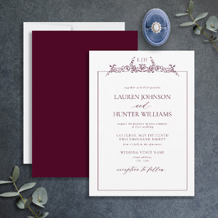 Invitation Mariage du monogramme de la frontière florale de B