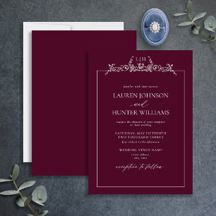 Invitation Mariage du monogramme de la frontière florale de B