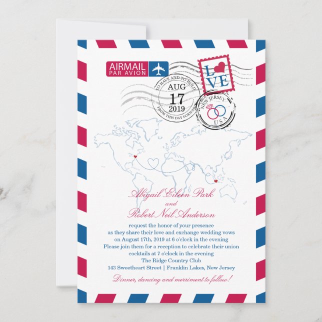 Invitation Mariage du New Jersey & Indonésie (Devant)