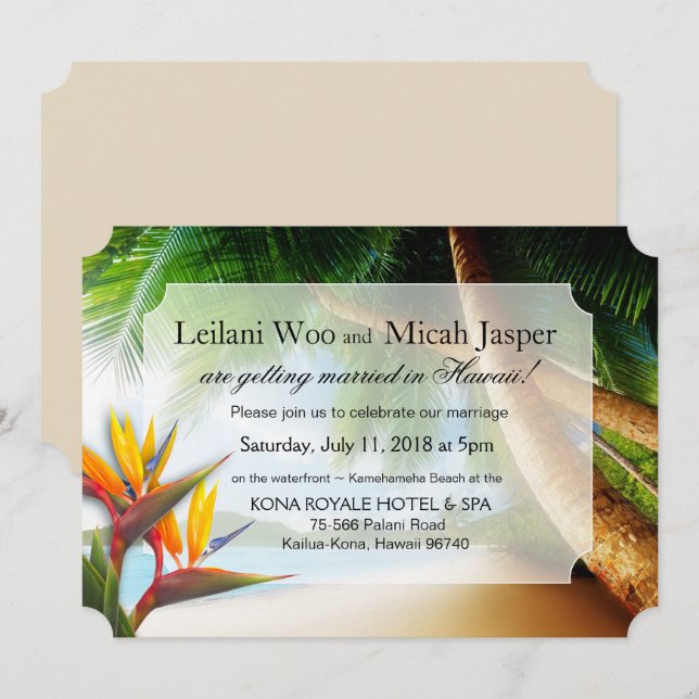 Invitation Mariage du paradis des palmiers (Devant / Derrière)