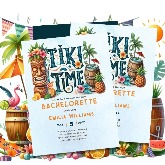 Invitation Mariage du parti Tropical Tiki Luau Fête des marié (Créateur téléchargé)
