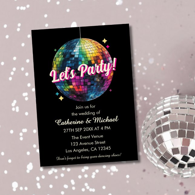 Invitation Mariage du Party Disco Ball Sparkle Glam des année (Créateur téléchargé)