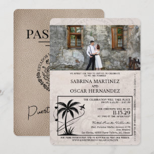 Invitation Mariage du passeport de Beige Puerta Vallarta