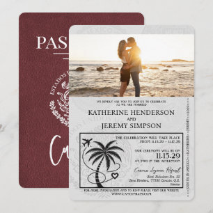 Invitation Mariage du passeport de Cancun en Bourgogne