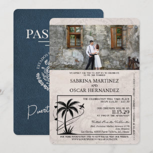 Invitation Mariage du passeport de la Marine Blue Puerta Vall