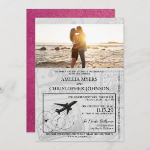 Invitation Mariage du passeport de Magenta California