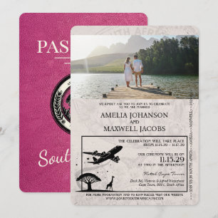 Invitation Mariage du passeport Magenta Afrique du Sud