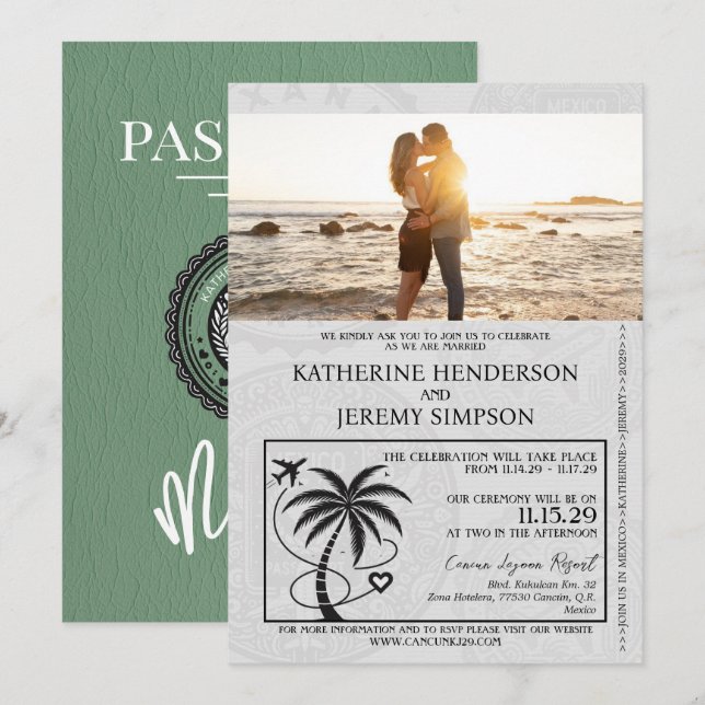 Invitation Mariage du passeport mexicain vert (Devant / Derrière)