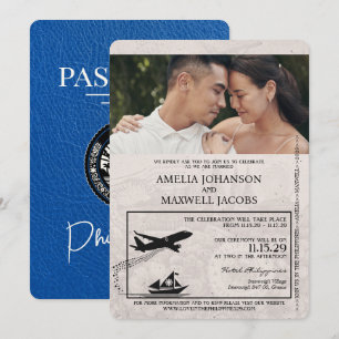 Invitation Mariage du passeport Royal Blue Philippines