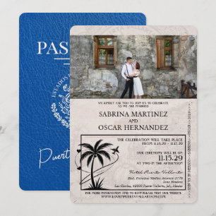 Invitation Mariage du Passeport Royal Blue Puerta Vallarta