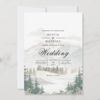 Invitation Mariage du paysage de la montagne Misty