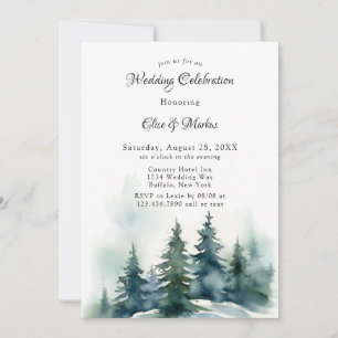 Invitation Mariage du paysage des arbres de Noël d'hiver