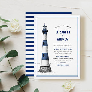 Invitation Mariage du phare bleu blanc