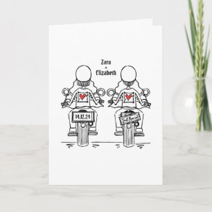 Invitation Mariage du soir de moto de deux mariées sur mesure