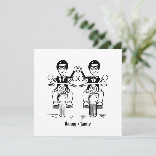 Invitation Mariage du soir de motocyclette à deux pièces sur  (Debout devant)